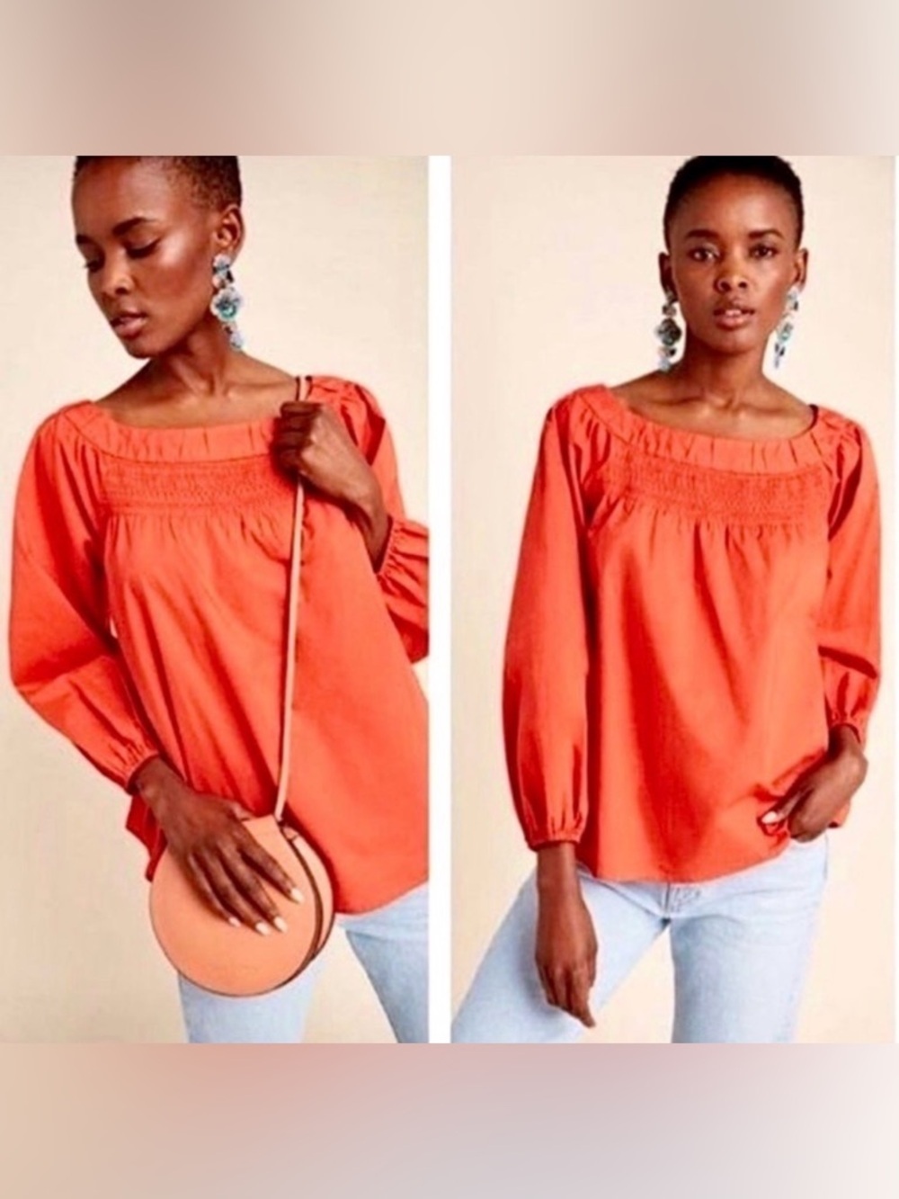 Anthropologie Maeve Jessie Smocked Swing Blouse